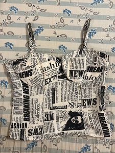 Newspaper Print Bustier Crop Top