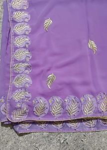 Lavender Sari with Silver Embroidery