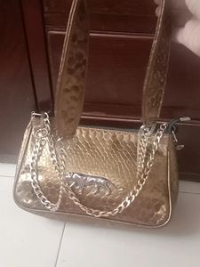 Price Drop Sabyasachi Gold leather Croco sling