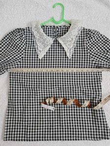 Checkered Lace Collar Top bust 32~34