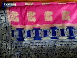 Silk Saree With Blue Border