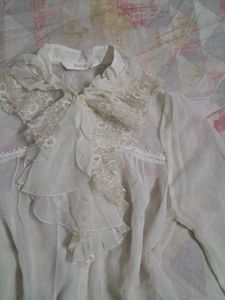 Vintage Cottagecore Lace Ruffle Blouse