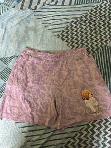 Cute Purple Panda Graphic Print Shorts – Small Siz