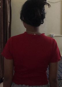 Red Button-Down Crop Top