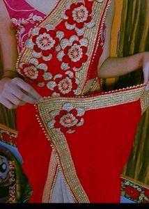 Red Saree ♥️😍 Ready To Wear Sare