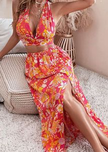 Floral Halter Top &amp; Skirt Set