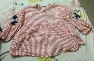 Striped Embroidered Top