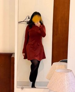 Burgundy Fit &amp; Flare Dress