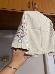 “CODE” Pastel Embroidered Beige Jacket