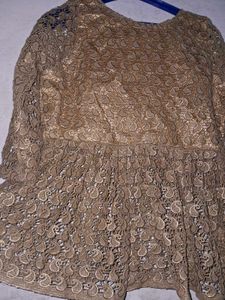 Gold Lace Peplum Top