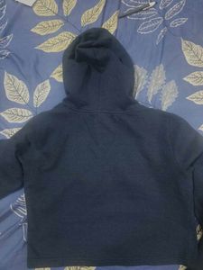 Navy Blue Cropped Hoodie
