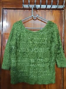 Green Fuzzy Knit Sweater
