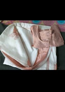 Elegant White Cotton Saree with blouse