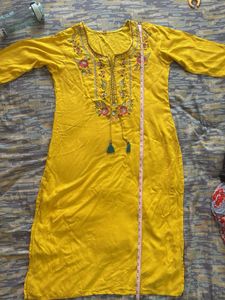 Embroidered Yellow Kurta