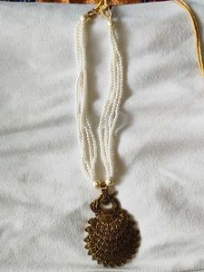 Pearl Necklace with Peacock Pendant