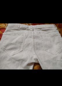 White Distressed Bootcut Jeans