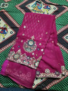 30₹ Off- Rani Pink Saree Without Blouse