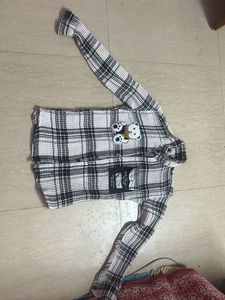 Plaid Shirt with Teddy Bear Detail