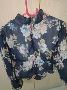 Floral Print Sheer Blouson