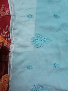 Aqua Embroidered Saree