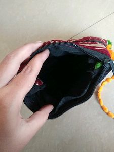 kuchi embroidery side bag 2 pocket .