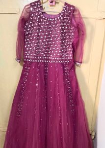onion pink Embellished Party Wear Gown