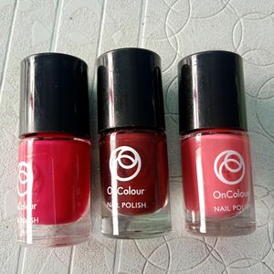 Oriflame On Colour Nail Polish. Each Rs.139 ..colour -Rich Pink ,burgandy Chocolate&amp;sod Pink