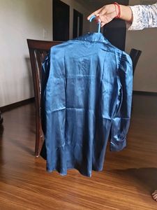 Silky Blue Button-Down Shirt