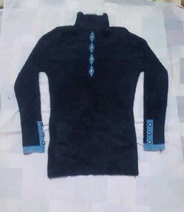 Fuzzy Black Turtleneck