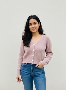 Pink Button-Down Cardigan