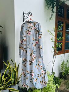 Floral Print Midi Shirt Dress with Long Sleeves