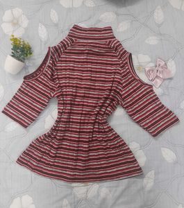 Striped Cold Shoulder Top
