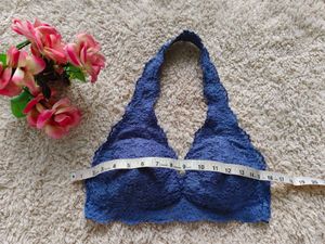 Navy Lace Halter Bralette