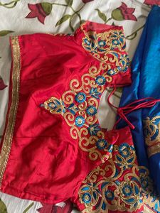 Blue Saree With Designer Blouse (never Used)