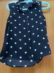 Black Polka Dots Cotton Shirt