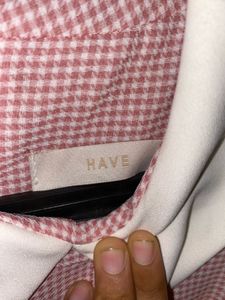Vintage Inspired Peach Checkered Dress