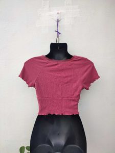 Shein Ribbed Lace Crop Top