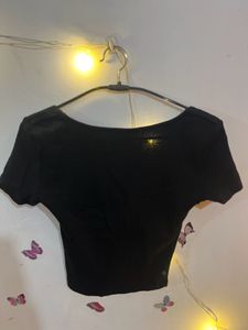 Zara Sweetheart Neckline Black Top