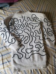 Funky Patterned White Sweater