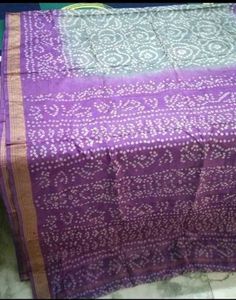 6Brand new Bandhani cotton silk golden border sare