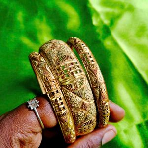 Gold Plated Bangles And Earrings