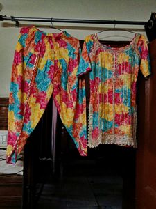 Designer Full Work Kurti Pant Dupata Set