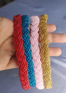 Braided Beaded Hairbands - Set of 4
