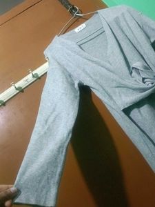 Elegant Grey Knit Midi Dress