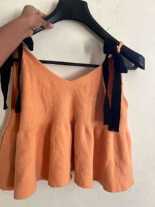 Peach Tie-Strap Knit Tank