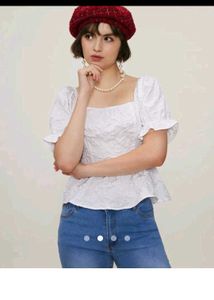 Chic White Textured Peplum Top