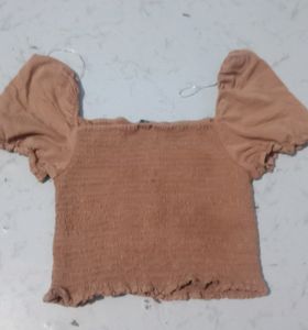Brown Puffed Sleeve Top