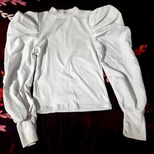 White Puff Sleeve Top