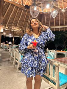 Blue & White Print Dress