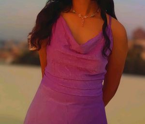 Purple Lace-Up Back Dress